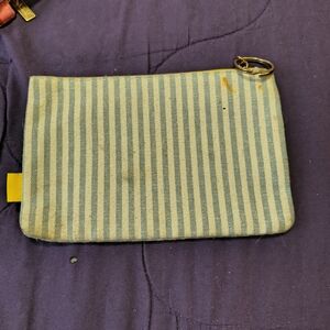 ipsy Blue and White Striped Cosmetic Bag